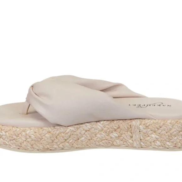 Boho Vegan Leather Cream Espadrille Slip on Sandals Size 7.5 - Picture 2 of 8